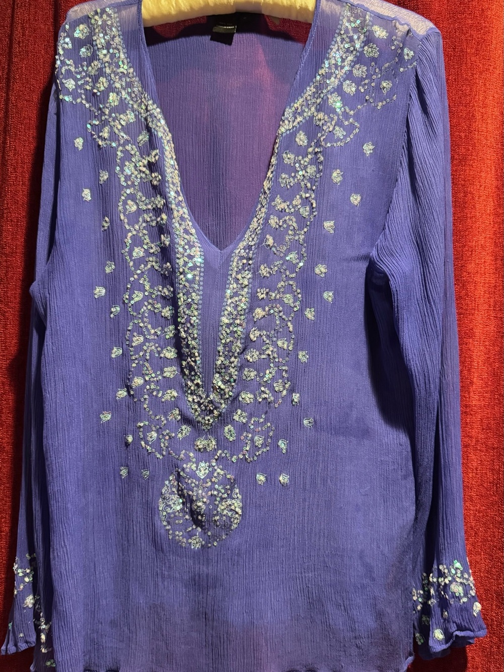 VENUS Purple Embellished V-Neck Tunic